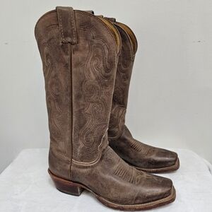 Nocona Womens Western Cowgirl Light Distressed Tall Leather Vintage Style Boots